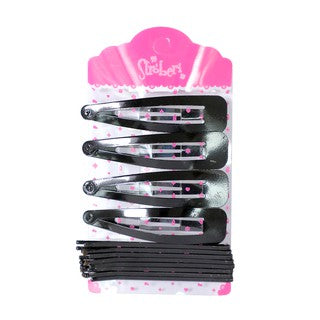 Stroberi Bobby Pin Snap Clip Set - Black