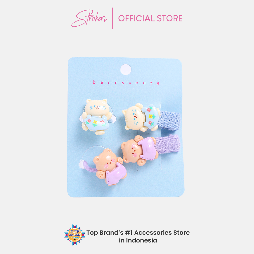 Stroberi Kids Character Clip & Hair Tie Set
