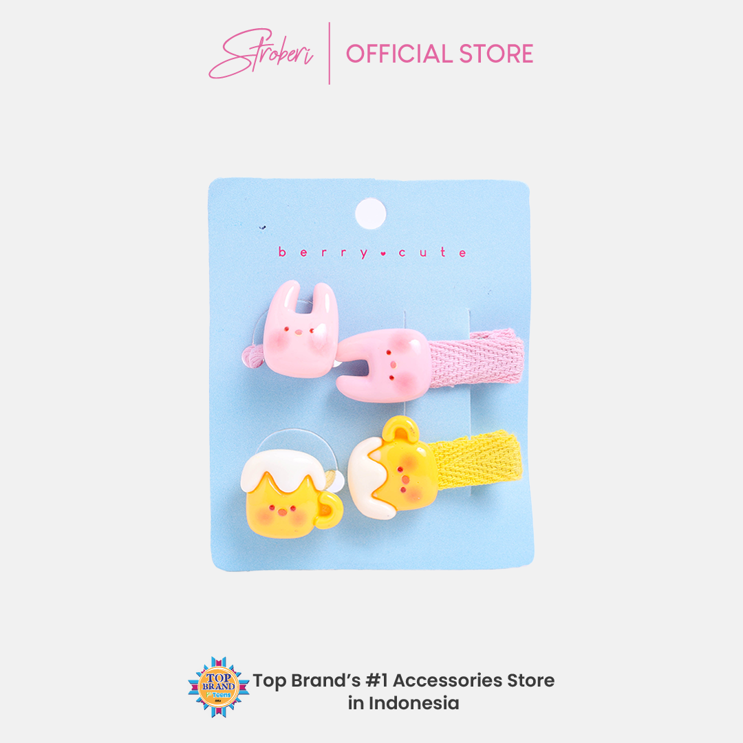 Stroberi Kids Character Clip & Hair Tie Set