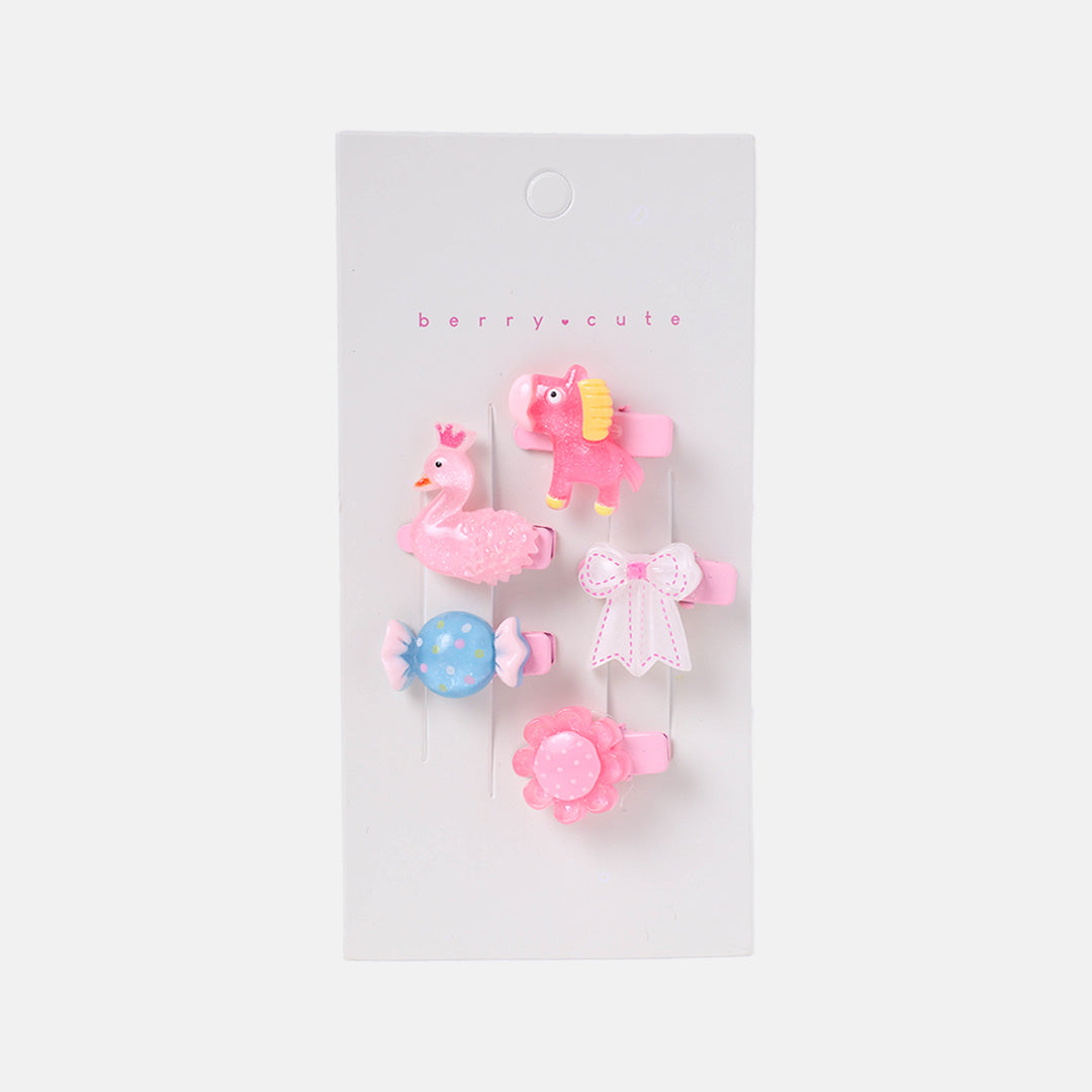 Stroberi Acrylic Character Mix Hair Clip Set
