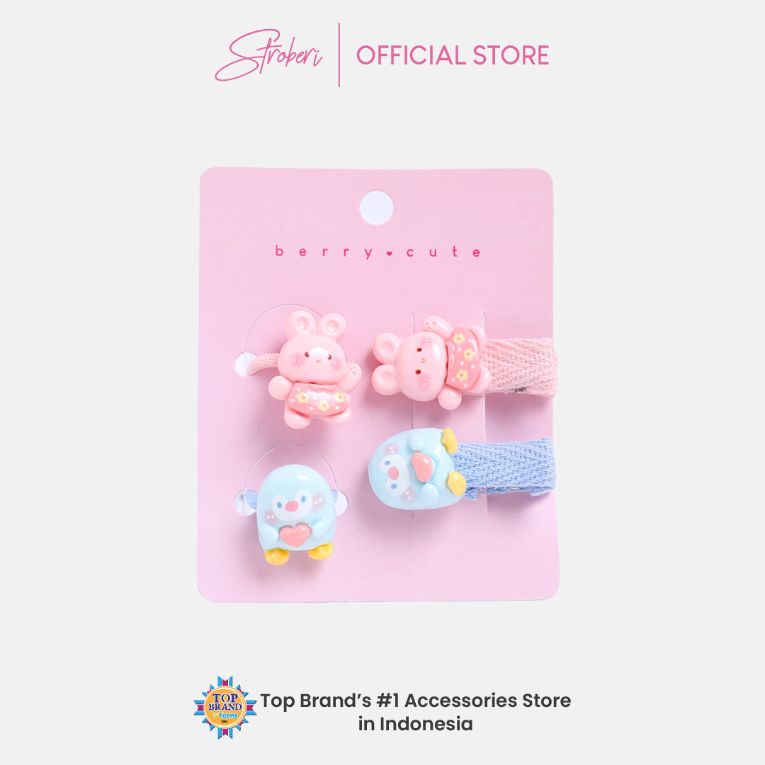Stroberi Kids Character Clip & Hair Tie Set