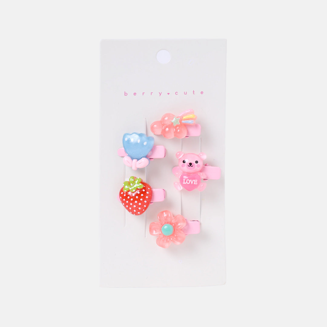 Stroberi Acrylic Character Mix Hair Clip Set