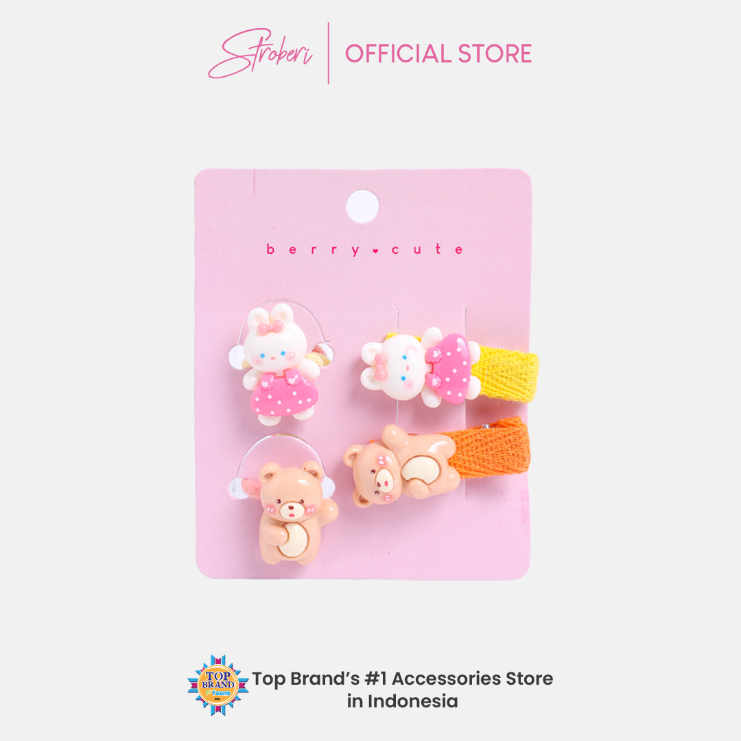 Stroberi Kids Character Clip & Hair Tie Set