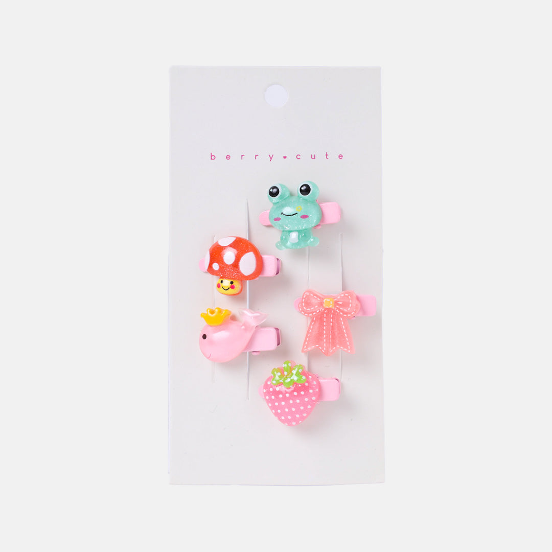 Stroberi Acrylic Character Mix Hair Clip Set