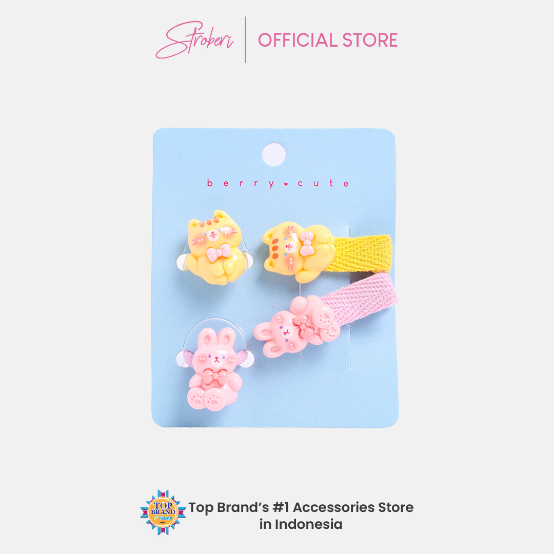 Stroberi Kids Character Clip & Hair Tie Set