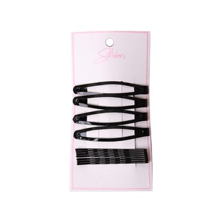 Stroberi Bobby Pin Snap Clip Set - Black
