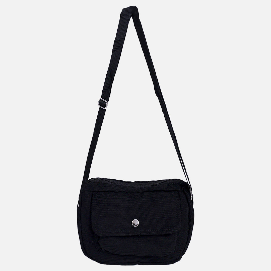 Stroberi Black Corduroy Sling Bag