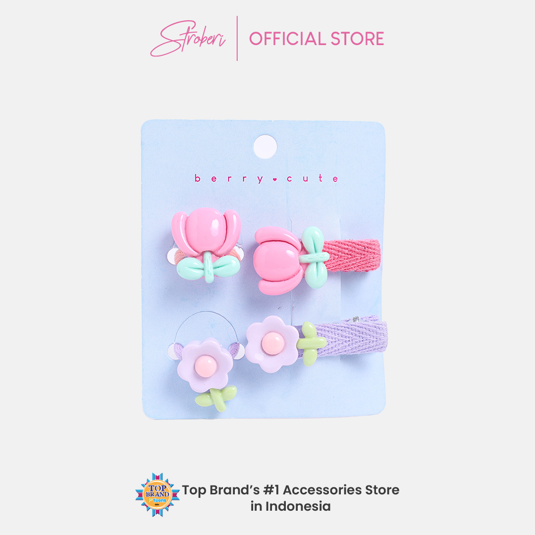 Stroberi Kids Character Clip & Hair Tie Set