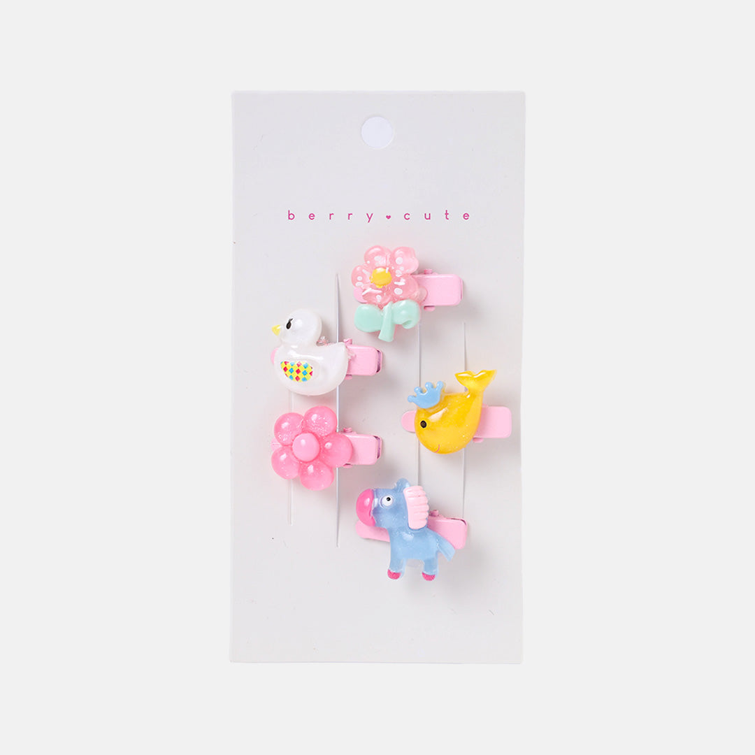 Stroberi Acrylic Character Mix Hair Clip Set