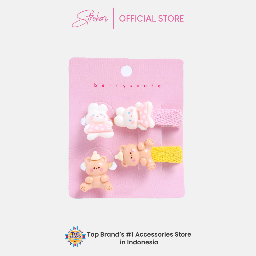 Stroberi Kids Character Clip & Hair Tie Set