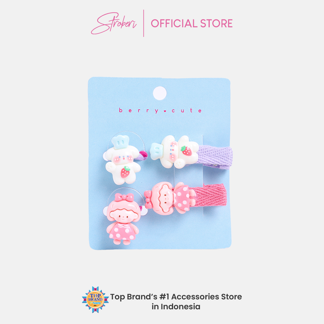 Stroberi Kids Character Clip & Hair Tie Set