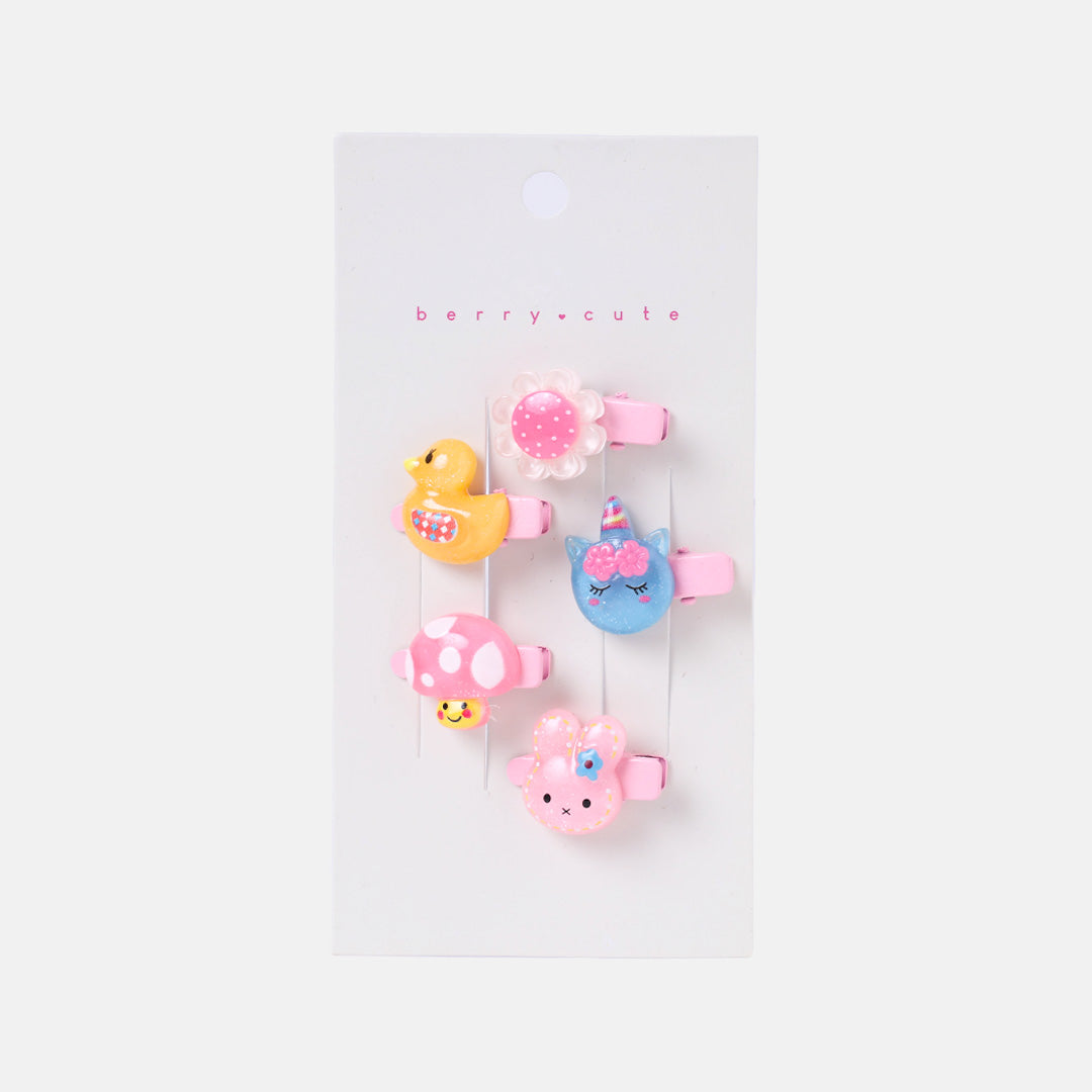 Stroberi Acrylic Character Mix Hair Clip Set