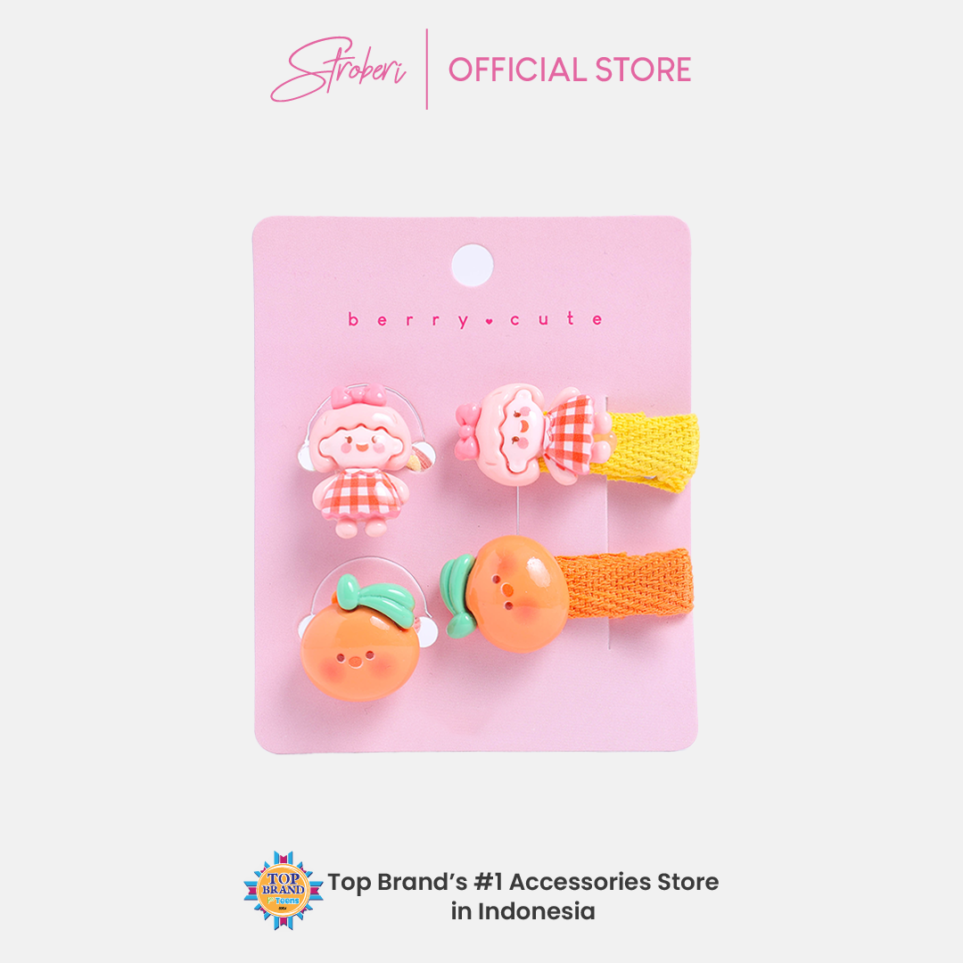 Stroberi Kids Character Clip & Hair Tie Set