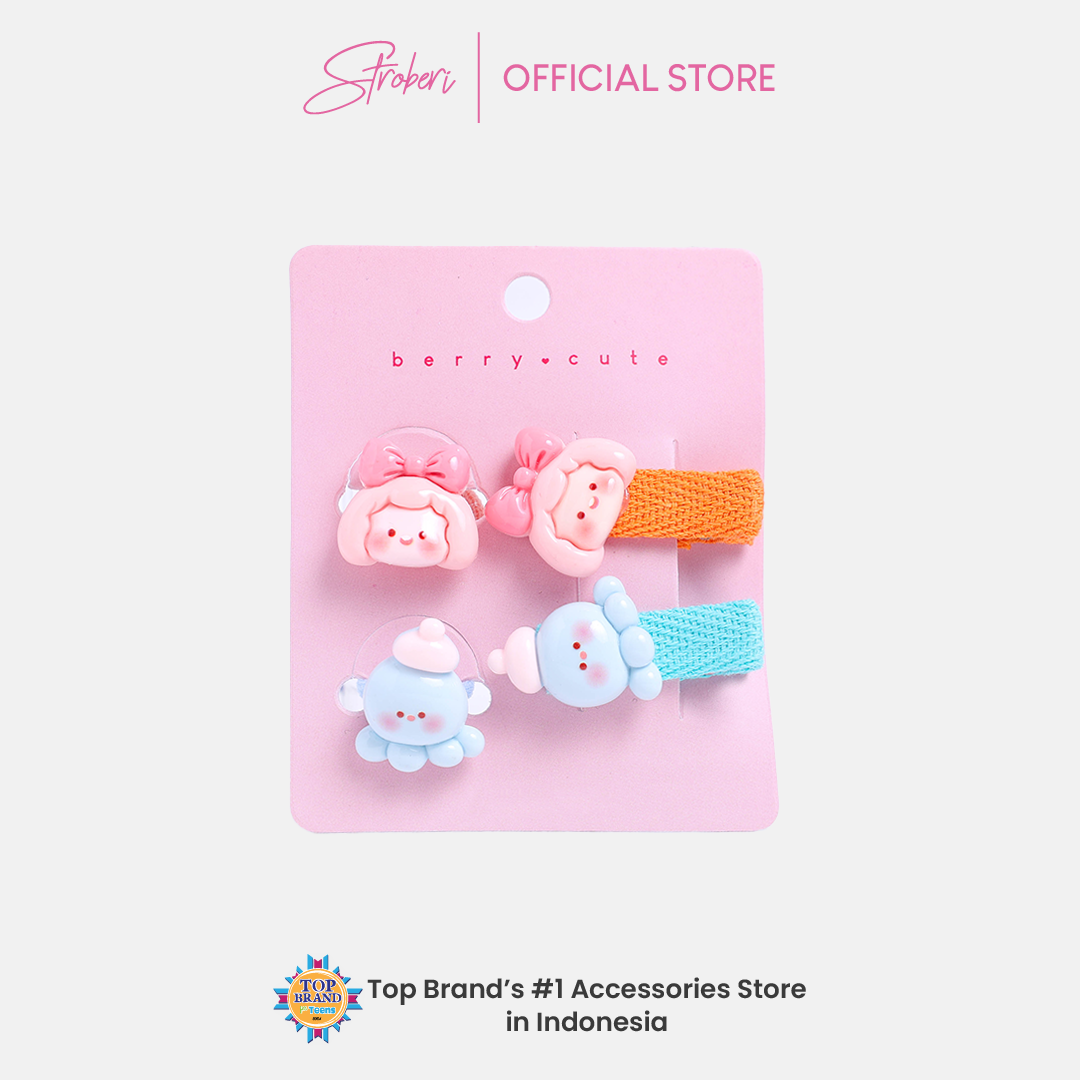Stroberi Kids Character Clip & Hair Tie Set