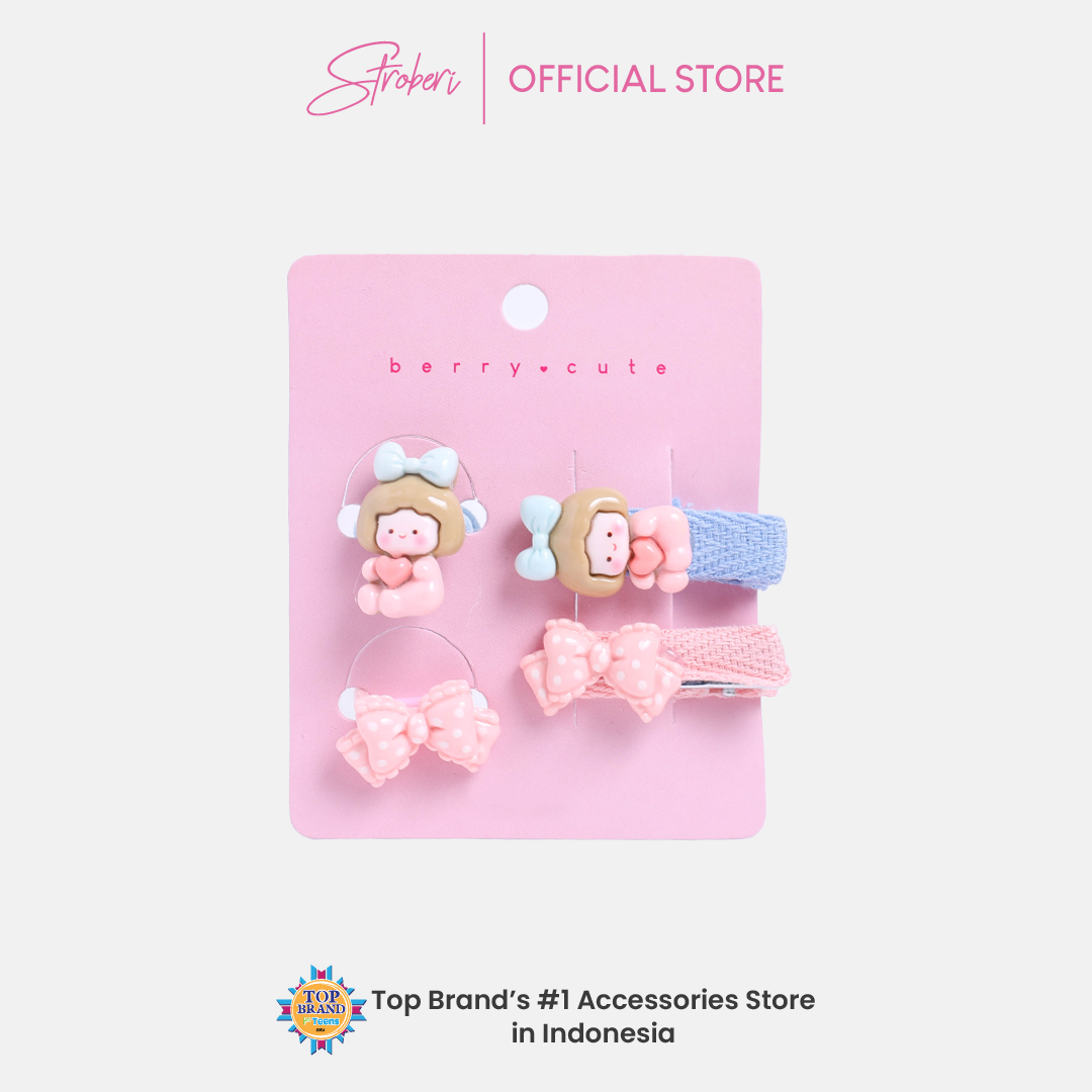 Stroberi Kids Character Clip & Hair Tie Set