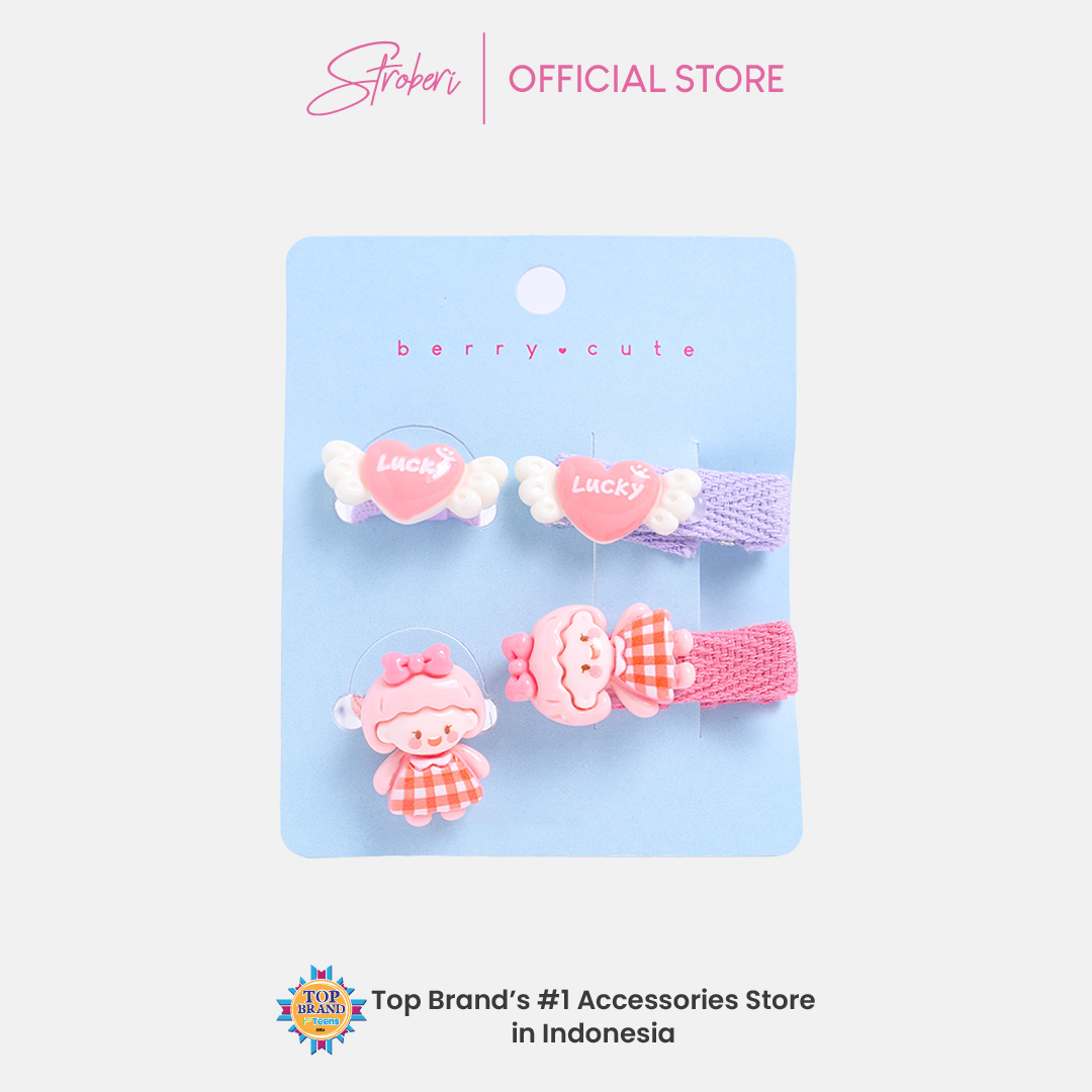 Stroberi Kids Character Clip & Hair Tie Set