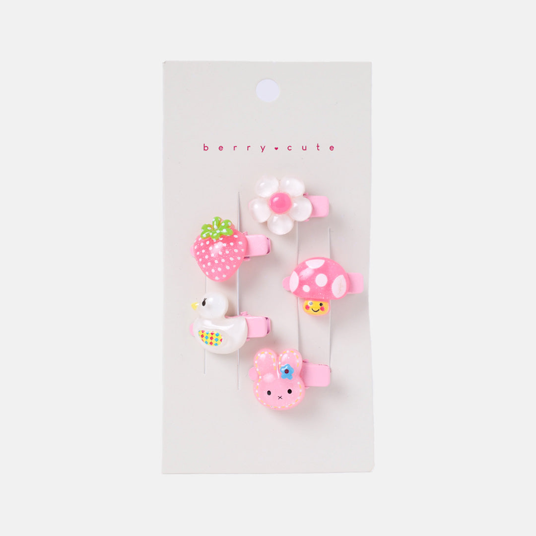 Stroberi Acrylic Character Mix Hair Clip Set