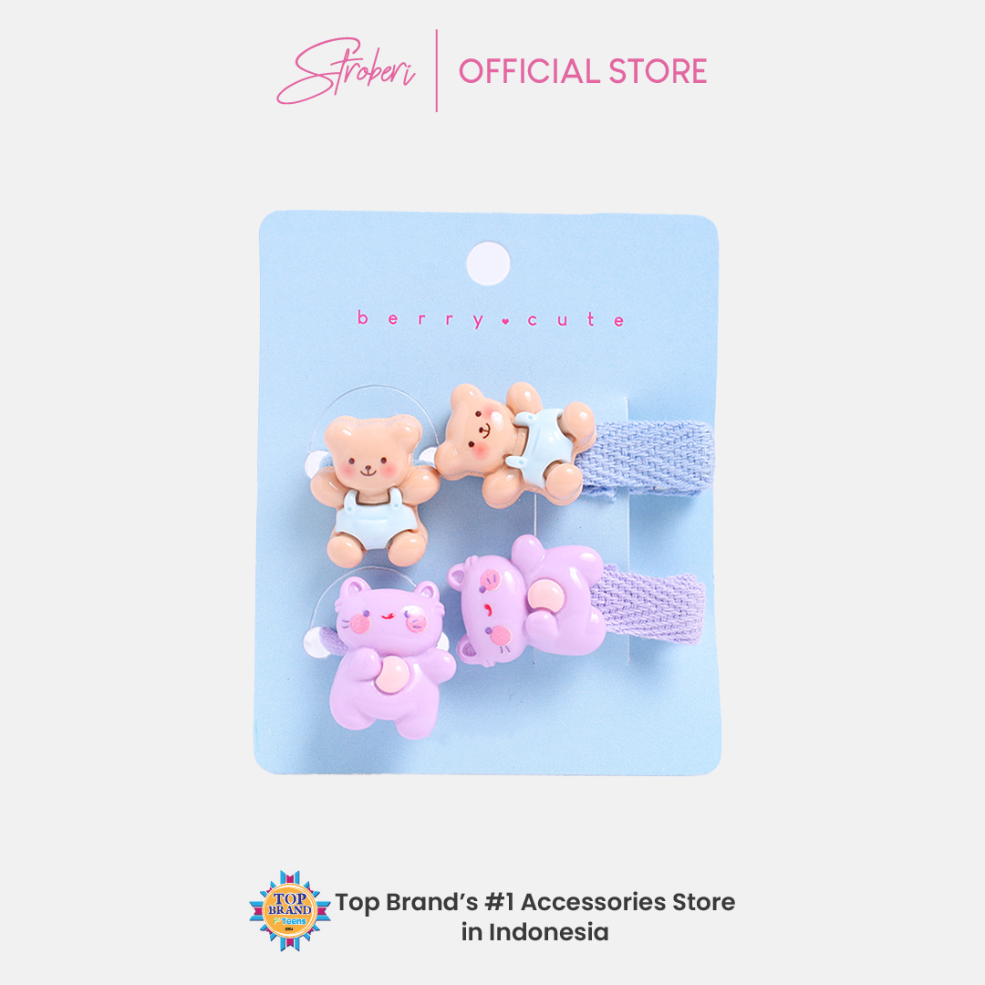 Stroberi Kids Character Clip & Hair Tie Set