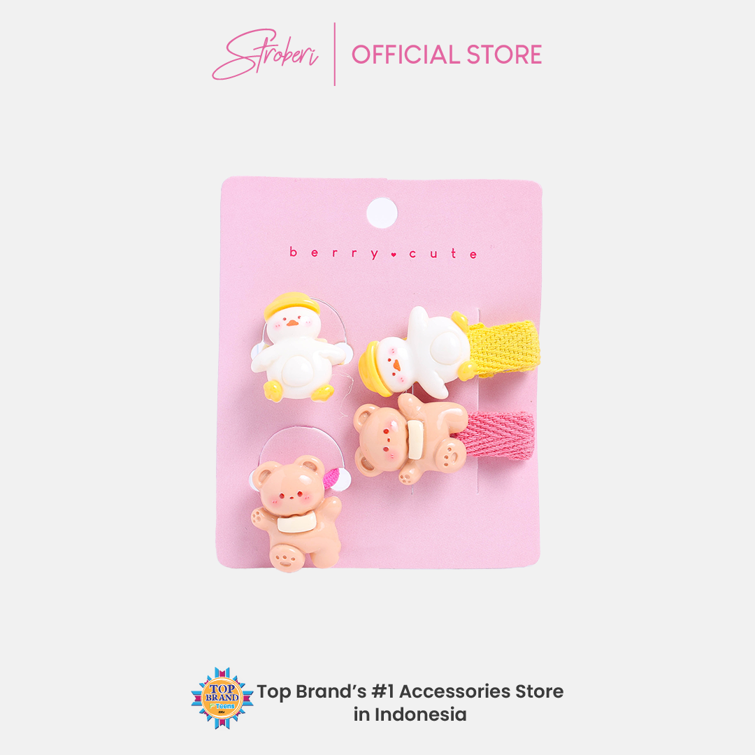 Stroberi Kids Character Clip & Hair Tie Set