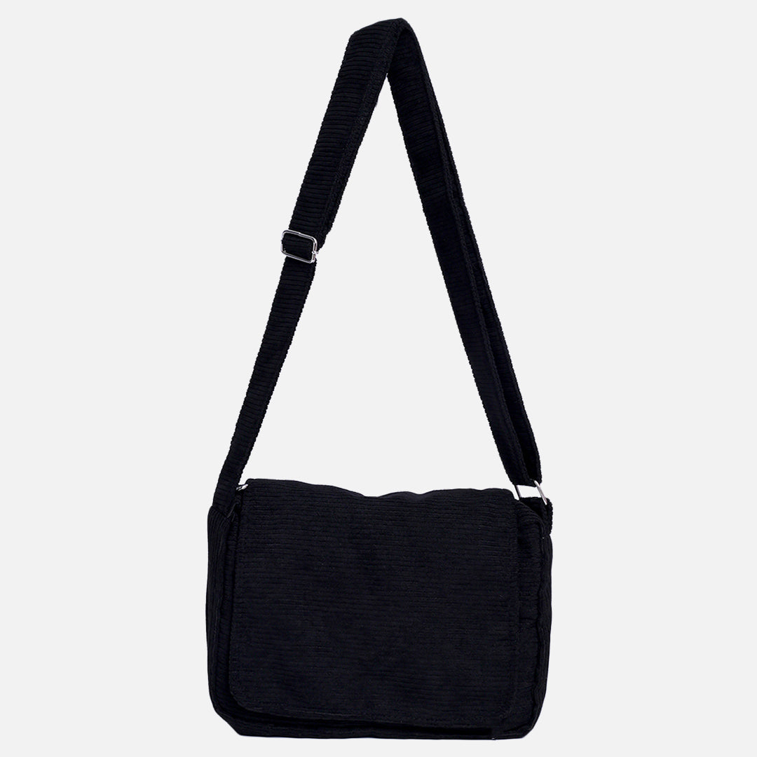 Stroberi Black Corduroy Sling Bag