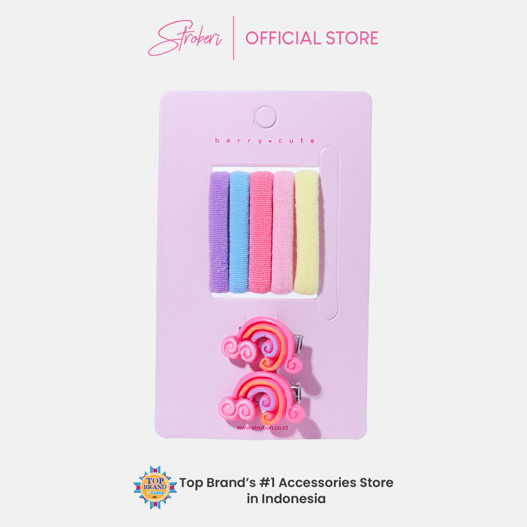 Stroberi Colorful Baby Hair Tie & Clip Set