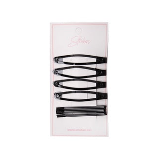 Stroberi Bobby Pin Snap Clip Set - Black