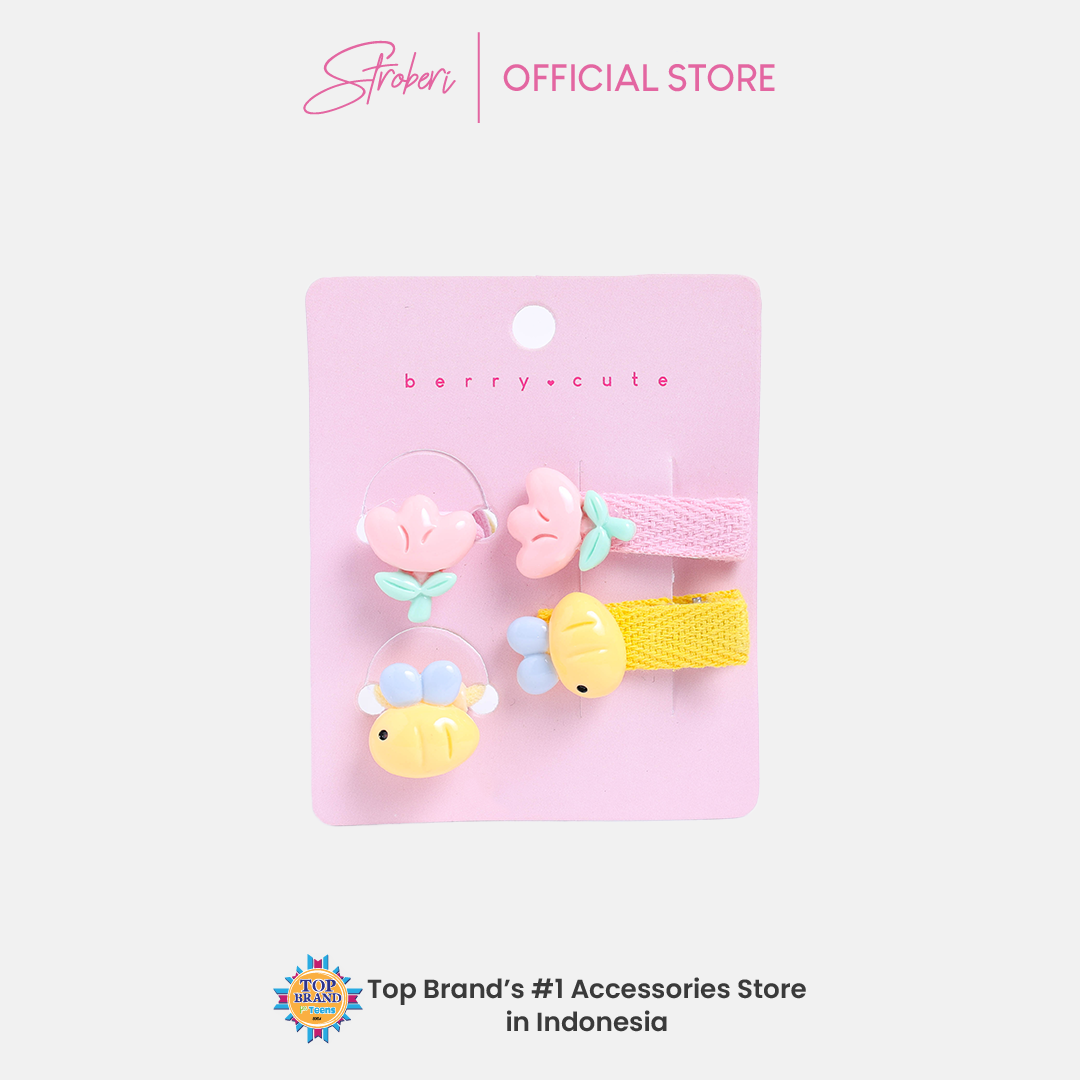 Stroberi Kids Character Clip & Hair Tie Set