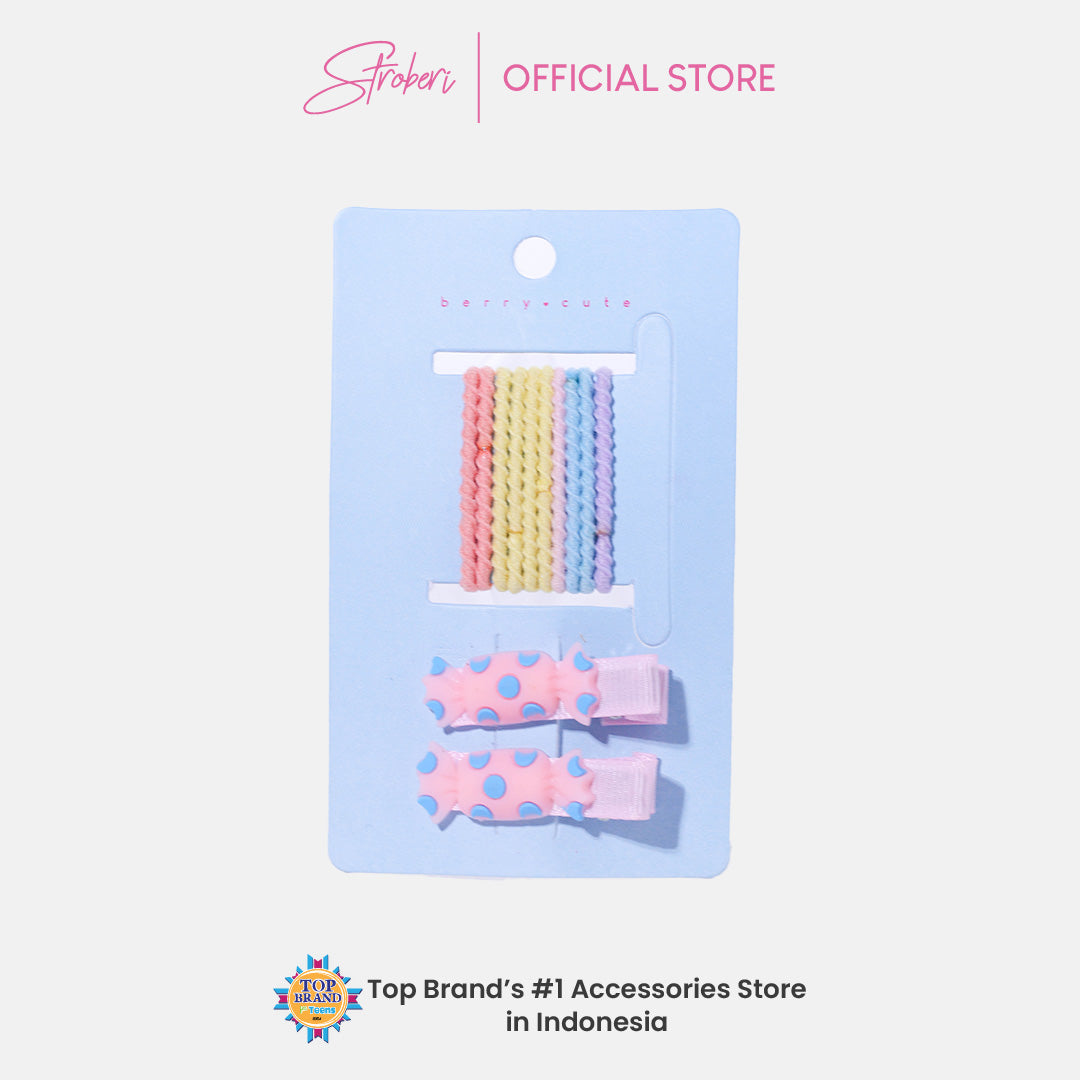 Stroberi Colorful Baby Hair Tie & Clip Set