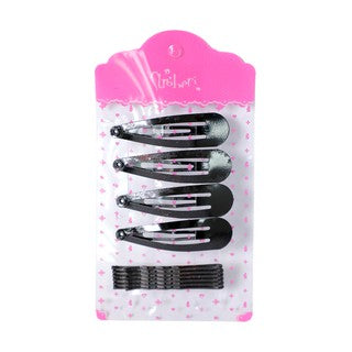Stroberi Bobby Pin Snap Clip Set - Black