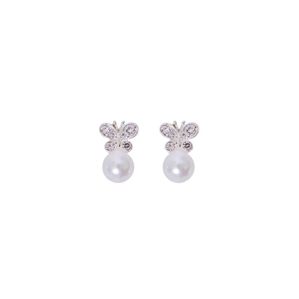 Stroberi Rhinestone Pearl Earring