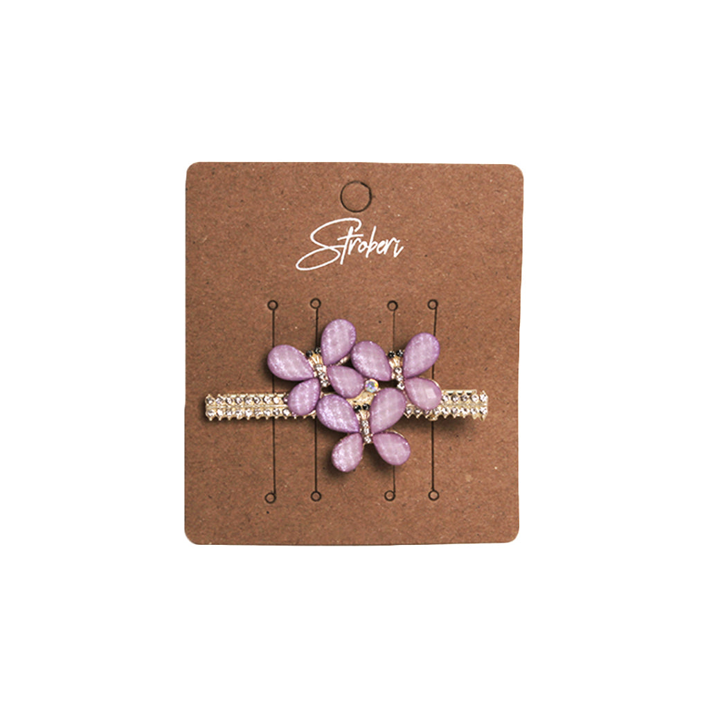 Stroberi Rhinestone Flower & Butterfly Set Hair Clip