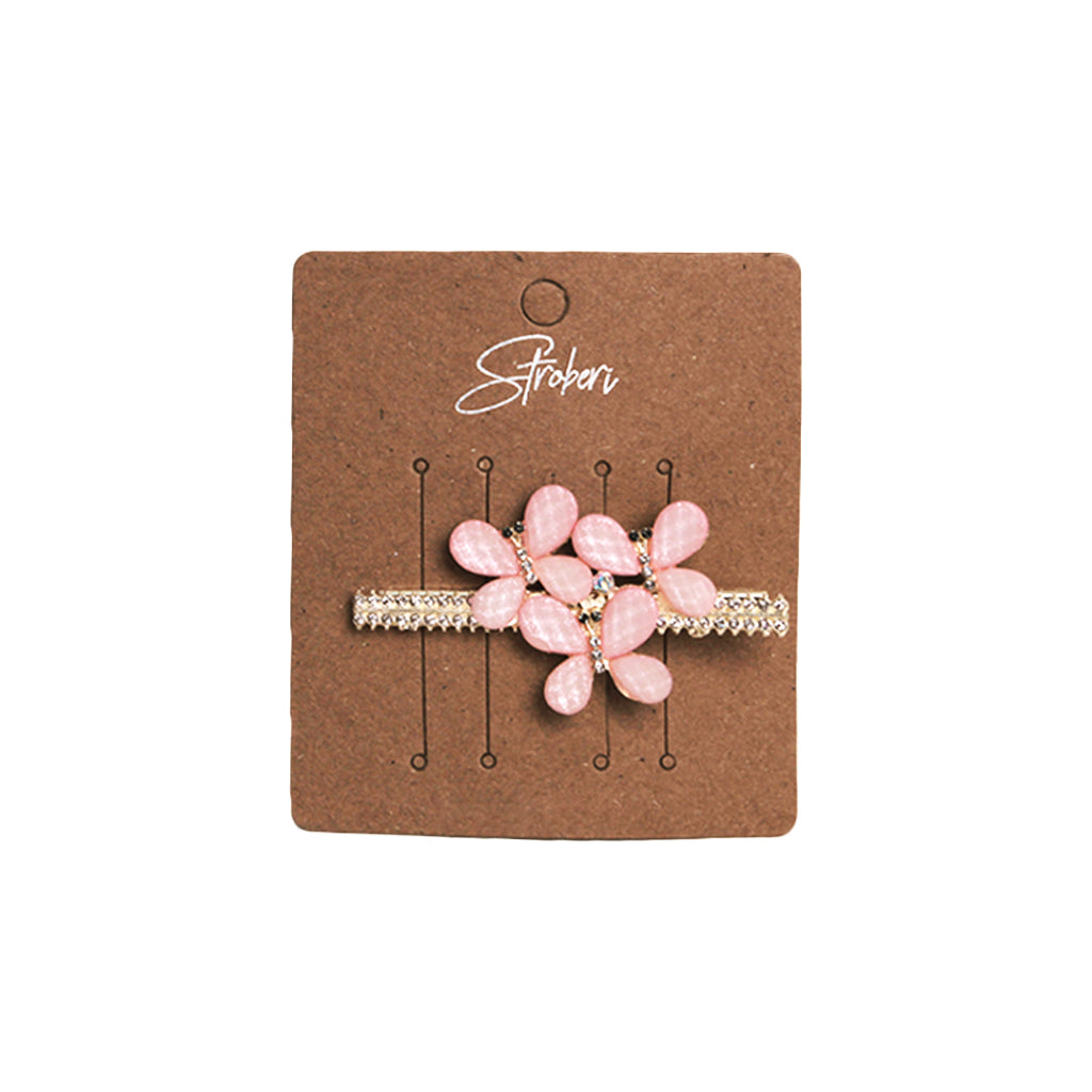 Stroberi Rhinestone Flower & Butterfly Set Hair Clip