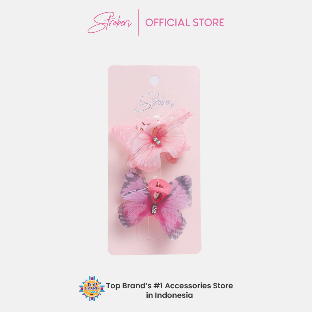 Stroberi Butterfly Hair Clip Set