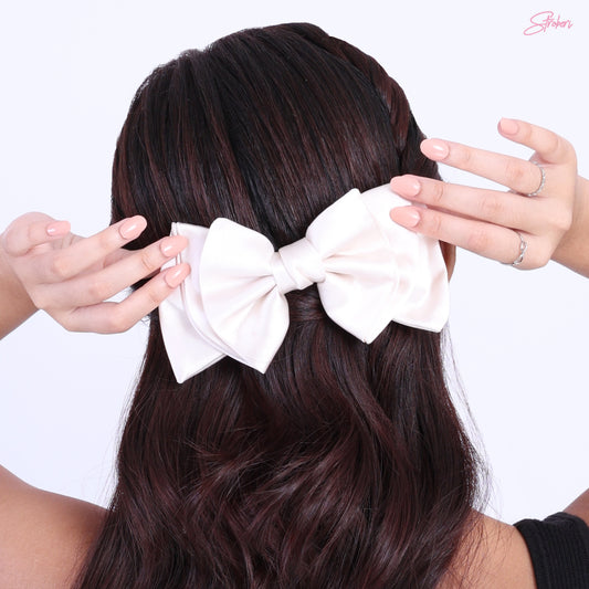 Stroberi Bow Satin Barrette Hair Clip