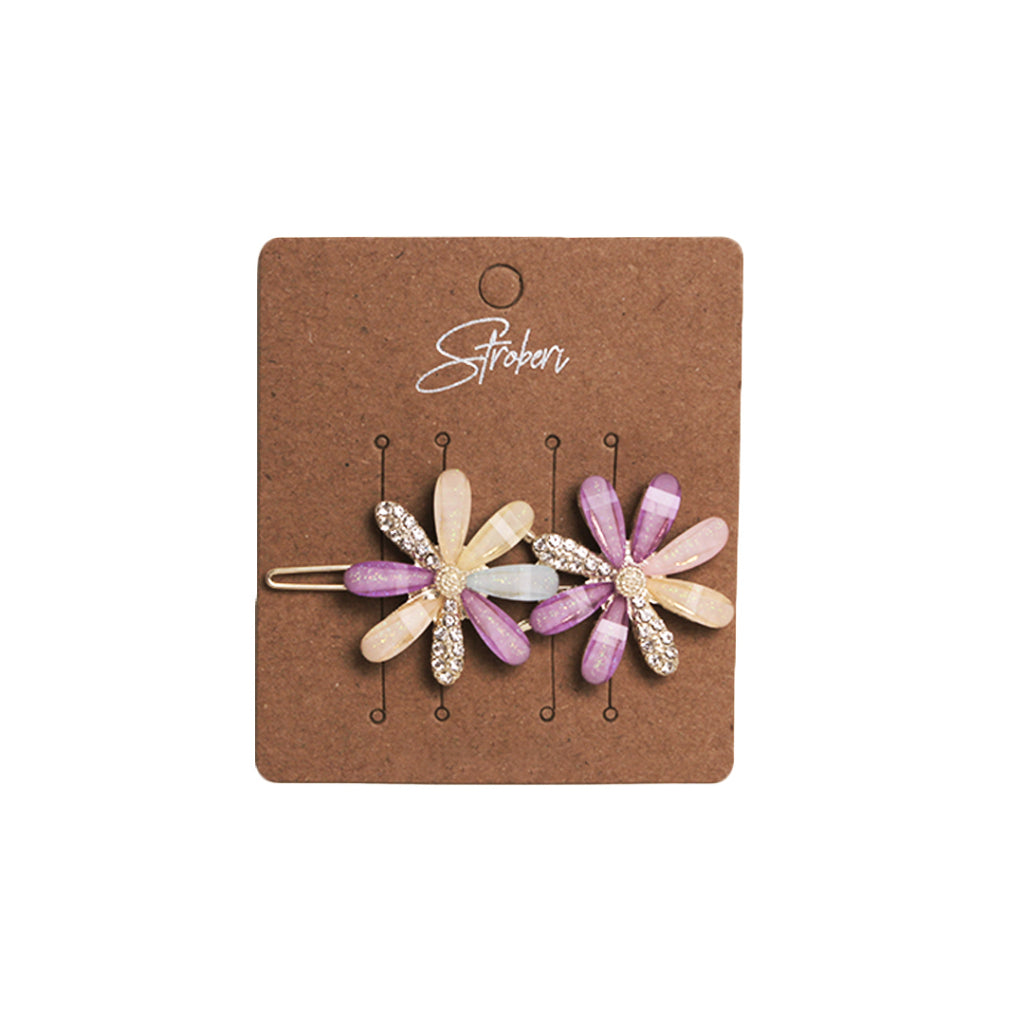 Stroberi Rhinestone Flower & Butterfly Set Hair Clip