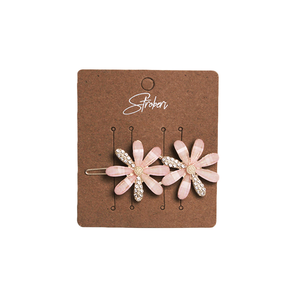 Stroberi Rhinestone Flower & Butterfly Set Hair Clip