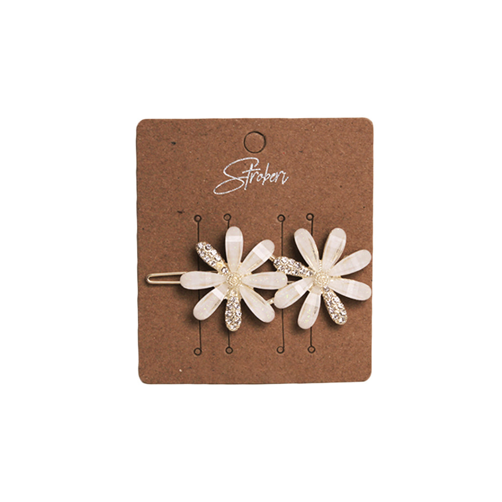 Stroberi Rhinestone Flower & Butterfly Set Hair Clip