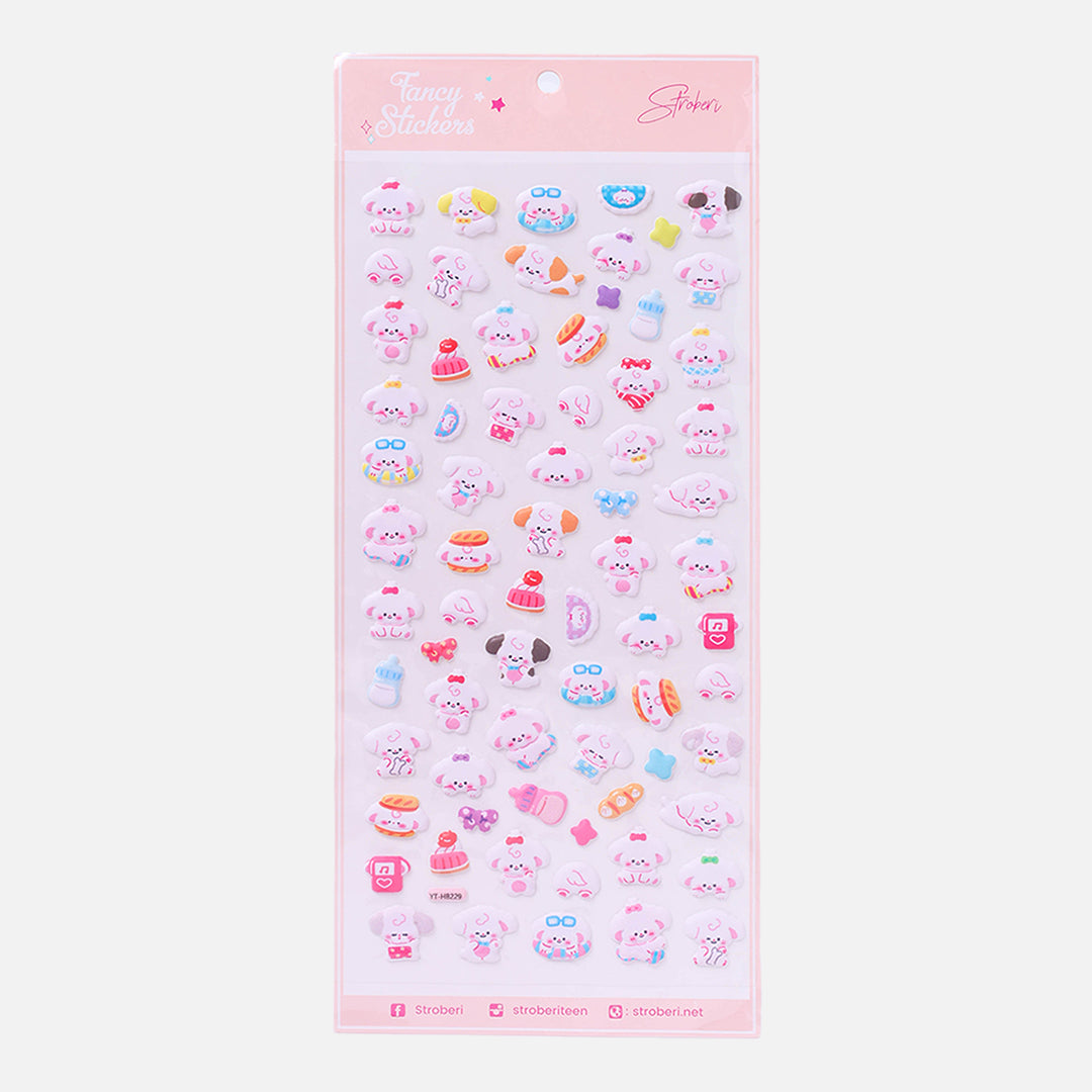 Stroberi Cute Animal Sticker Puffy