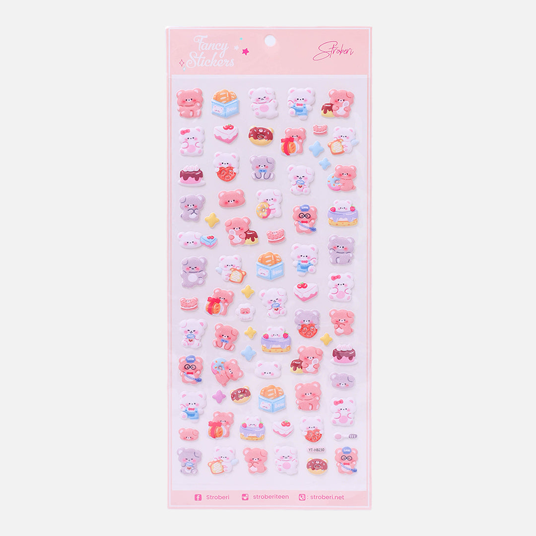 Stroberi Cute Animal Sticker Puffy