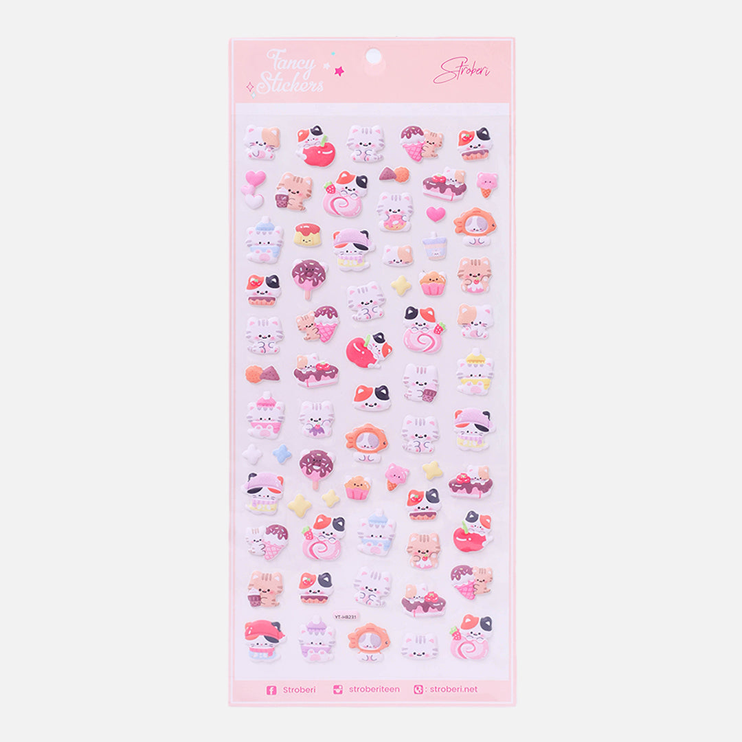 Stroberi Cute Animal Sticker Puffy