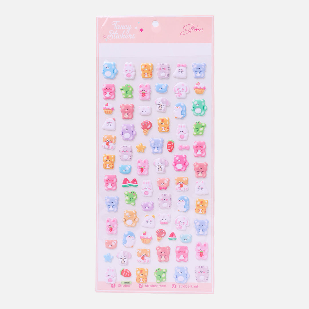 Stroberi Cute Animal Sticker Puffy