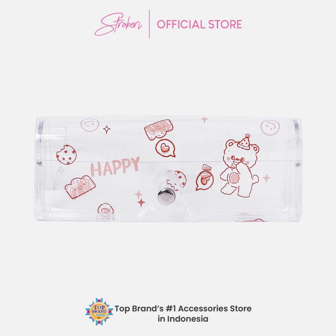 Stroberi Transparent Pattern Glasses Case