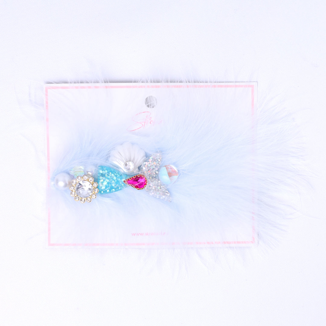 Stroberi Rhinestone Feather Hair Clip