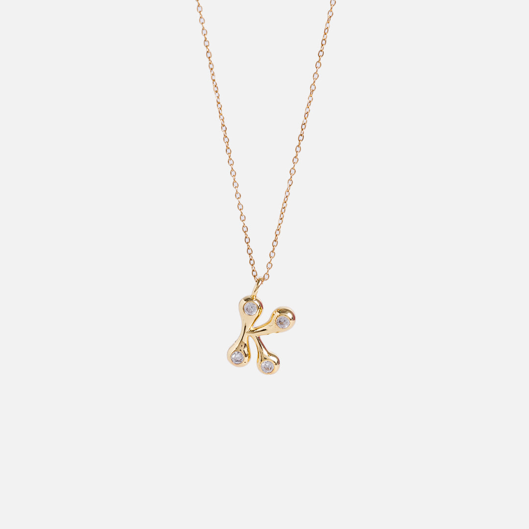 Stroberi Bling Alphabet Chain Necklace (Gold)
