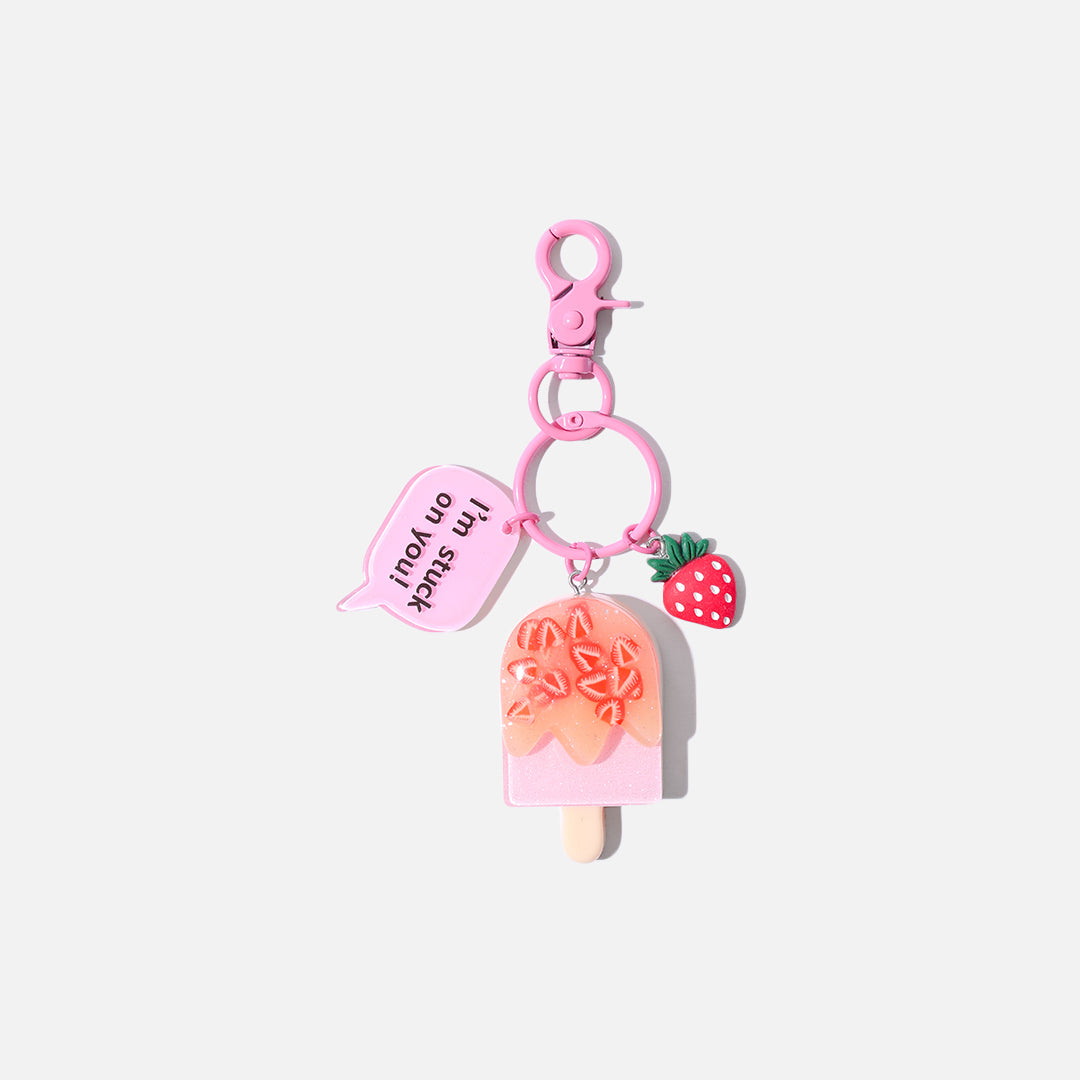 Stroberi Fruit Popsicle Keychain