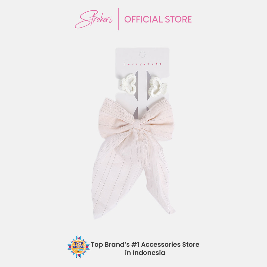 Stroberi Mix Fabric Bow Hair Clip