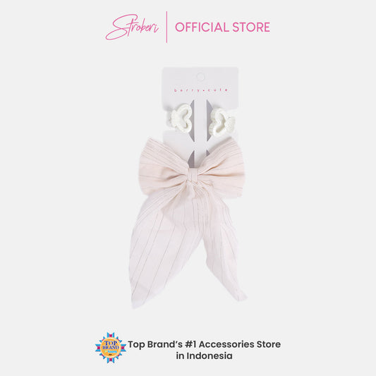 Stroberi Mix Fabric Bow Hair Clip
