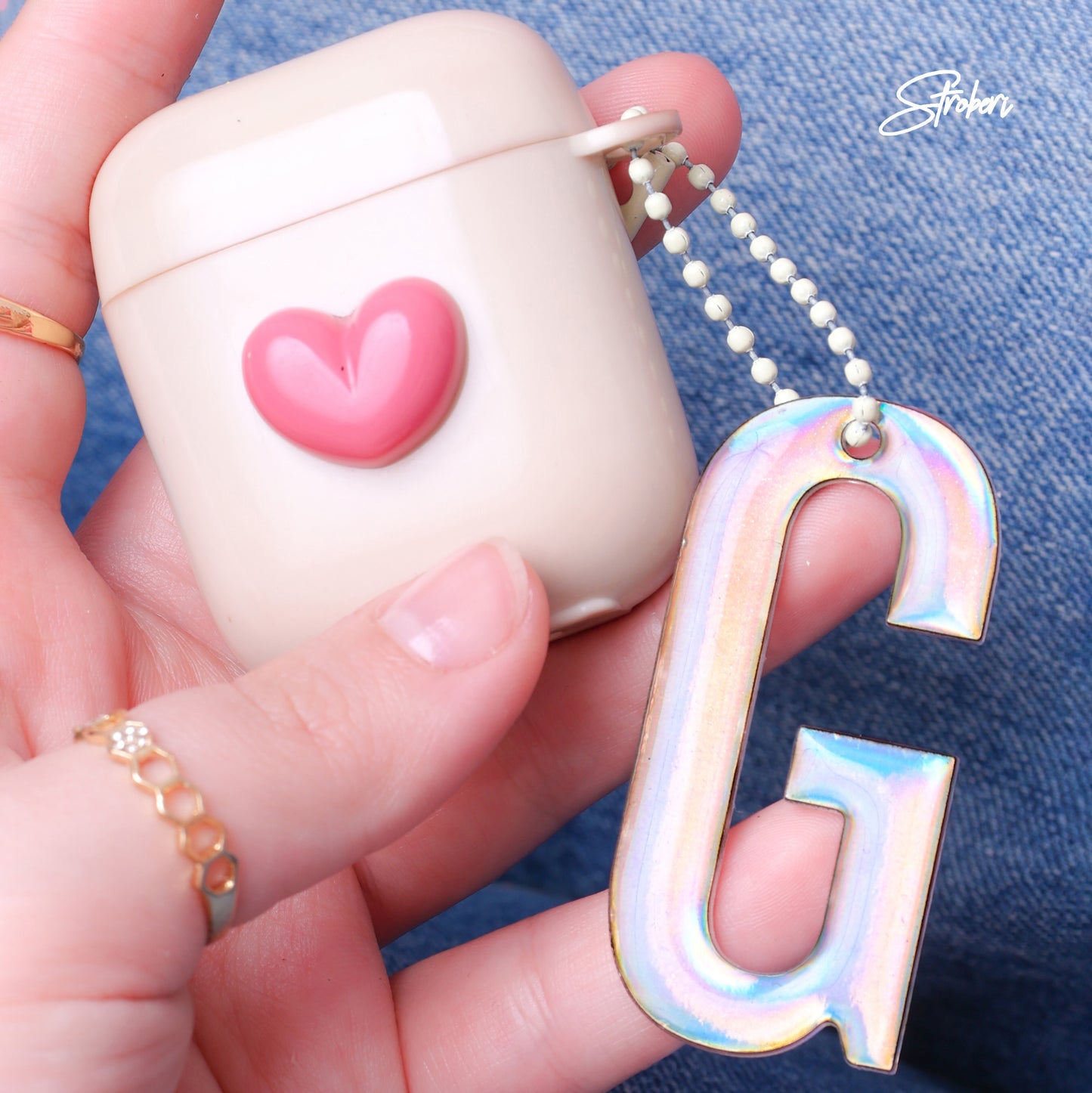 Stroberi Large Holo Alphabet Keychain