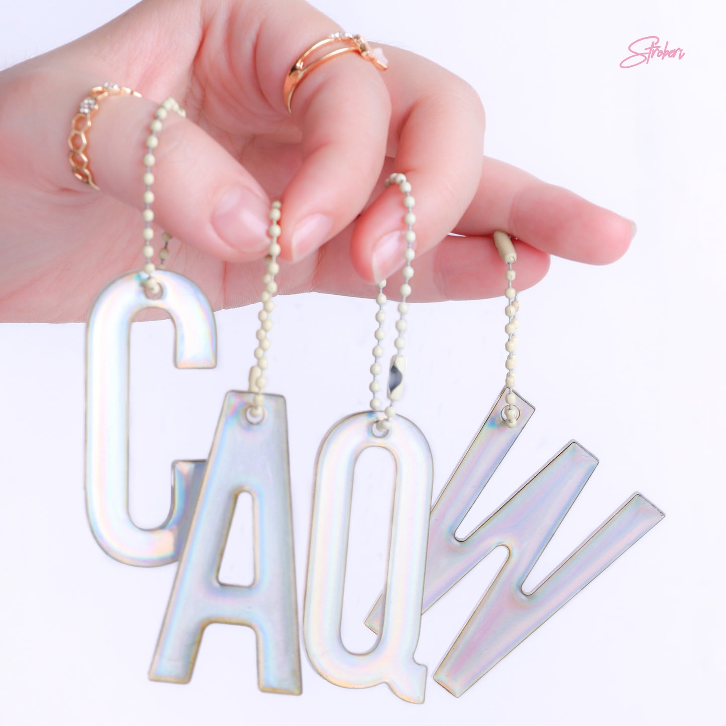 Stroberi Large Holo Alphabet Keychain