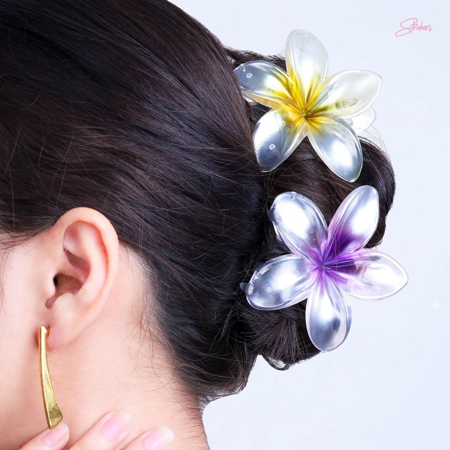 Stroberi Frangipani Flower Hair Clip